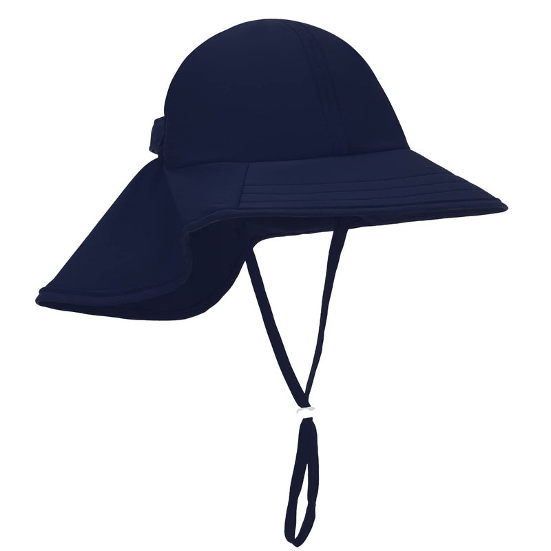 Zelda Matilda Sunhat Infant Toddler & Kids Summer Water Flap Baby Swim hat UPF 50 Boy & Girl Beach (US, Age, 0 Months, 6 Months, Navy) - Image 1